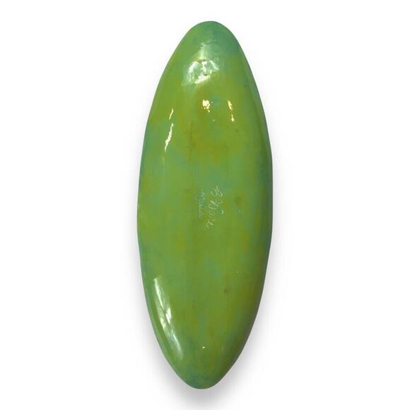 BRENDA HOLZKE STUDIOS B WARE MALIBU GREEN PAISLEY CERAMIC LARGE OVAL PLATTER - Picture 5 of 6